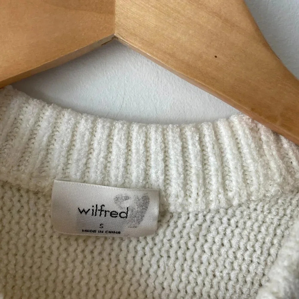 Aritzia Wilfred Mimi Chenille Knit Dolman Sleeve Cropped Sweater  White Sz Small - Picture 6 of 7